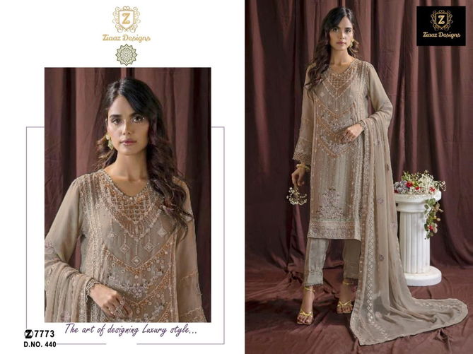 440 Ziaaz Designs Embroidery Georgette Pakistani Suits Wholesale Market In Surat
